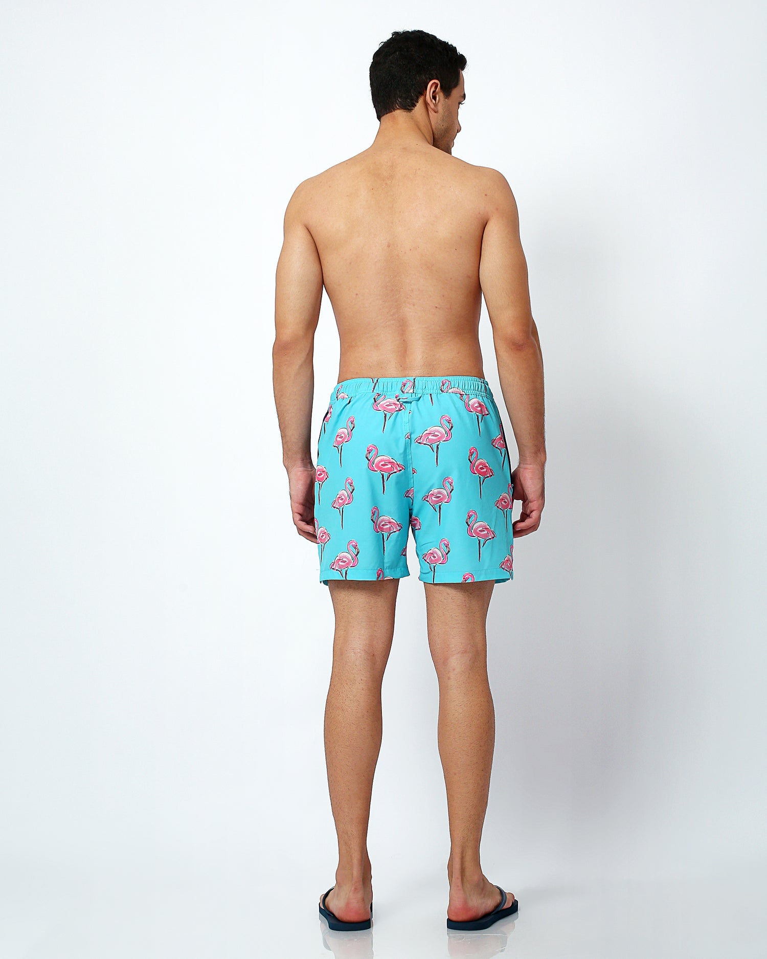 flamingo pattern mens swim shorts