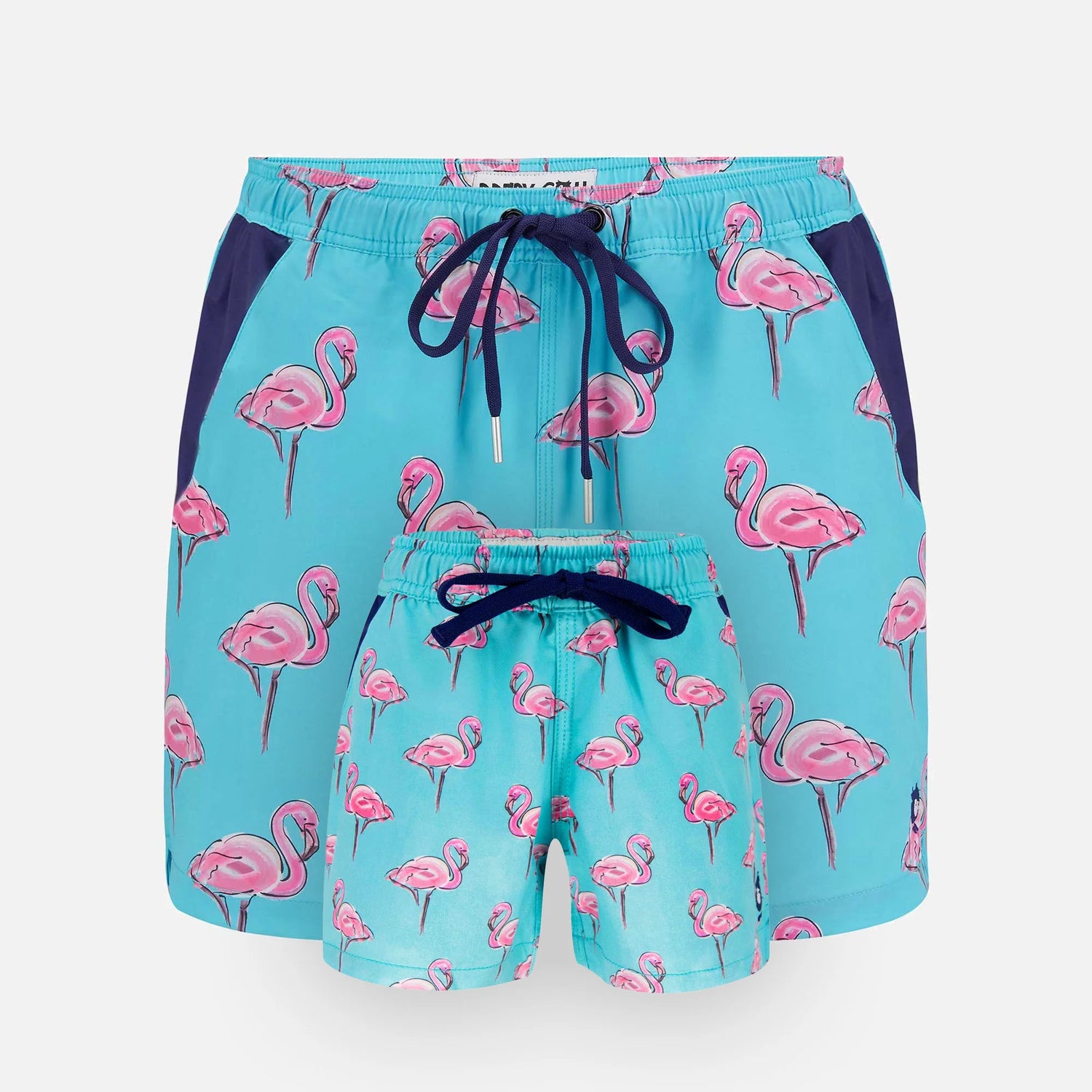 Matching Father & Son Flamingo Swim Shorts with Waterproof Pocket Bundle