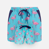 Matching Father & Son Flamingo Swim Shorts with Waterproof Pocket Bundle