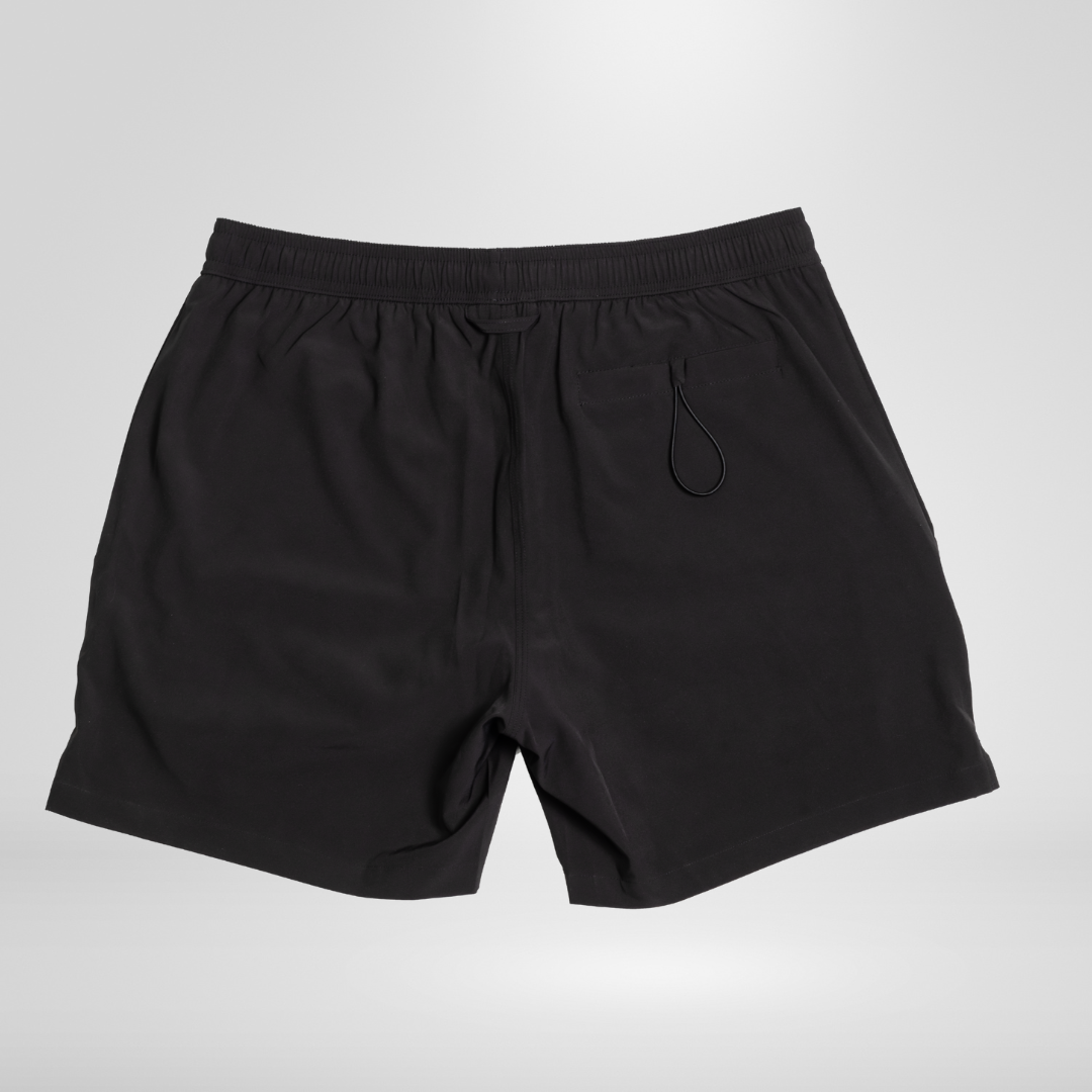 Men’s Swim Shorts with Waterproof Pocket – Black AquaStash