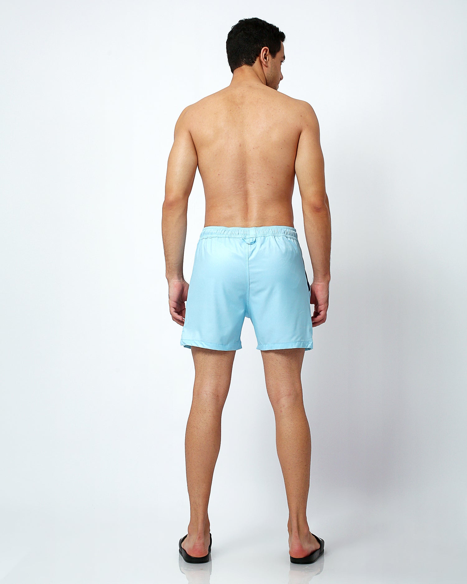 mens light blue swim shorts from behind