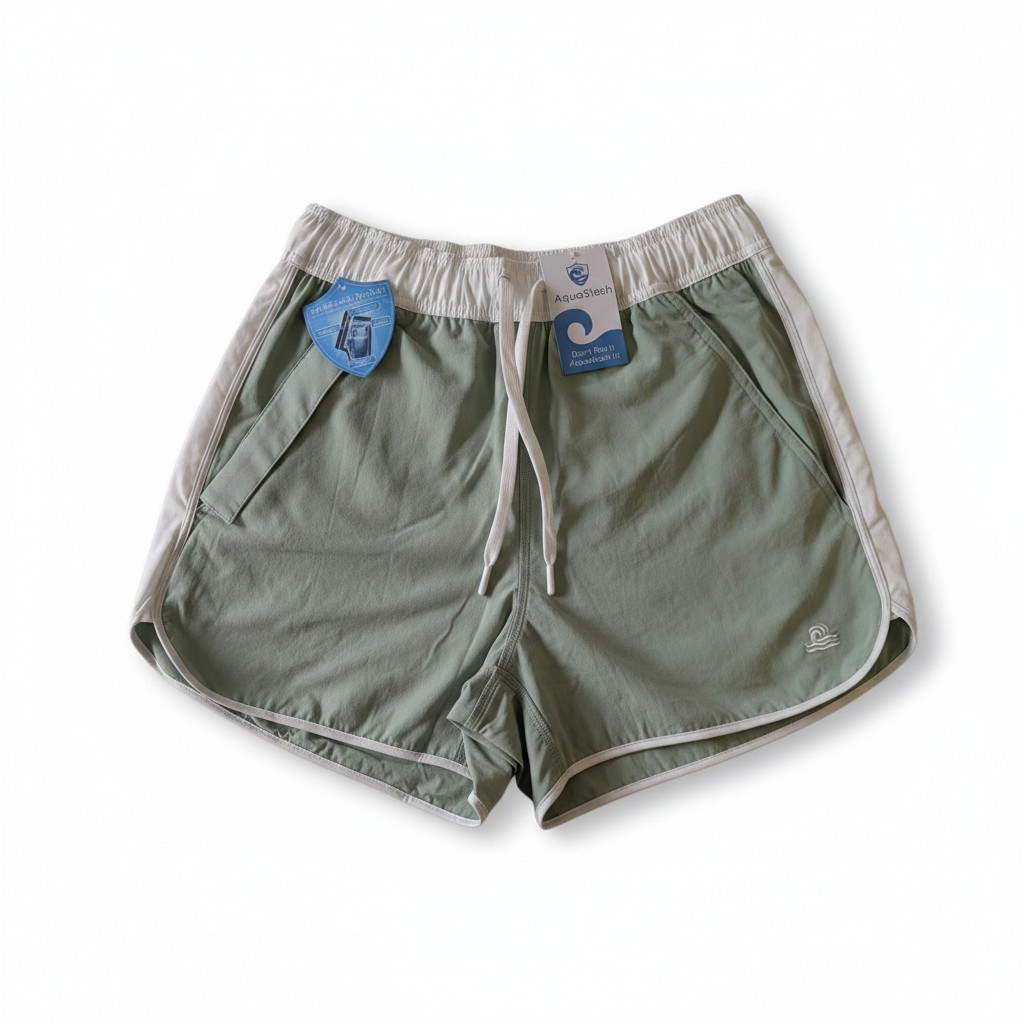 Womens Swim Shorts with Waterproof Pocket - Hinterland Green AquaStash
