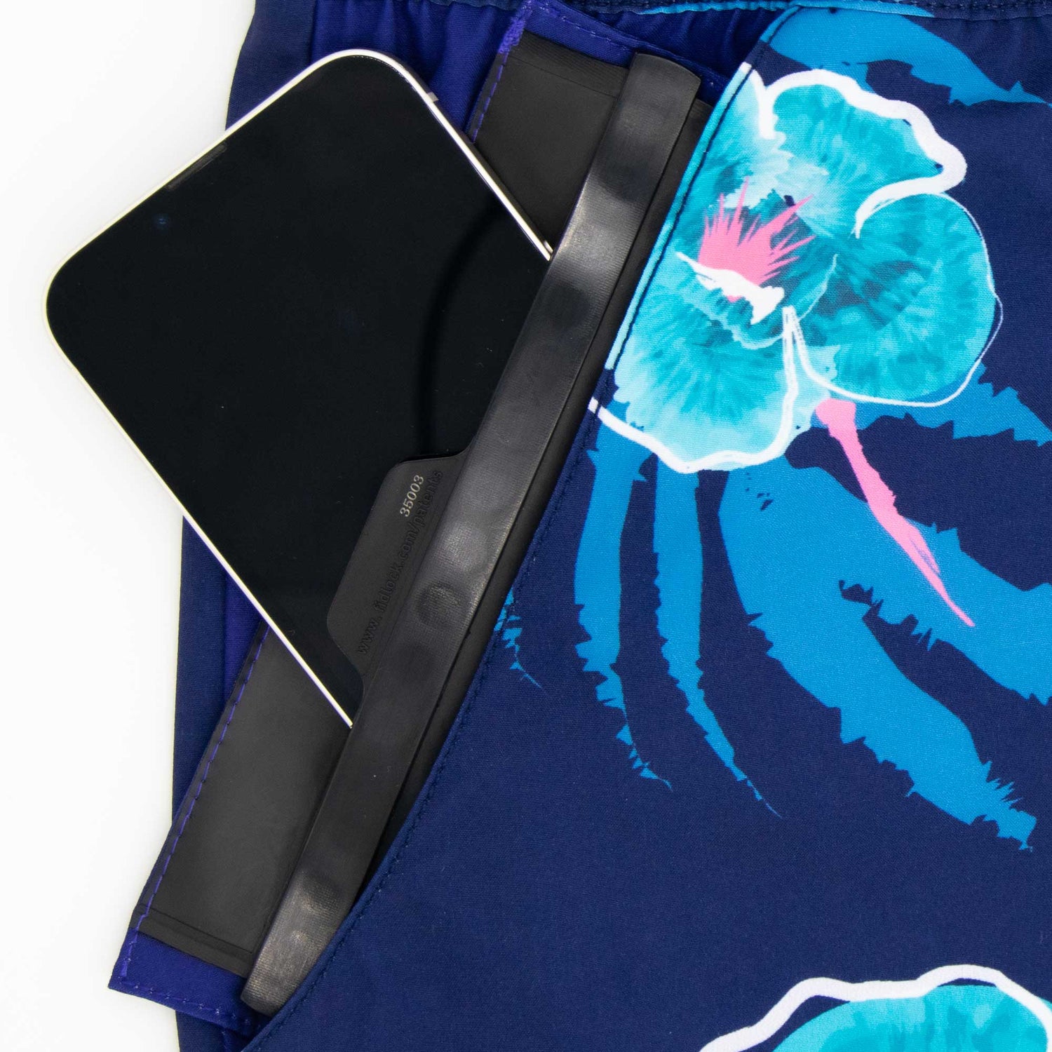 Navy Floral - Swim Shorts with Waterproof Pocket Randy Cow