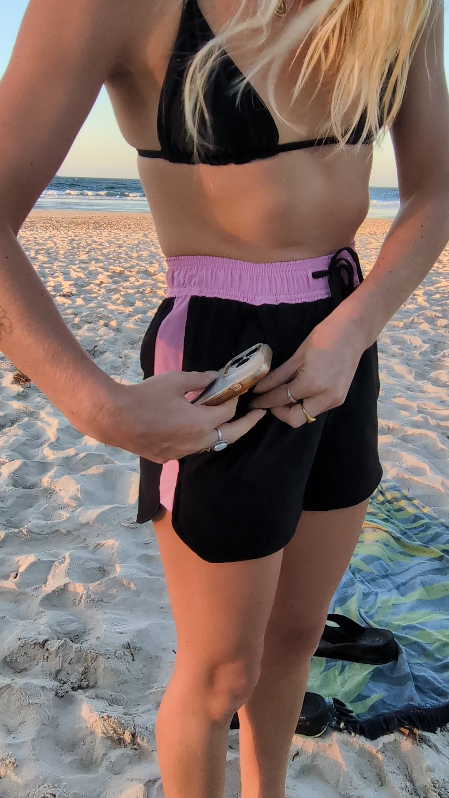 Womens Swim Shorts with Waterproof Pocket - Sunrise Pink