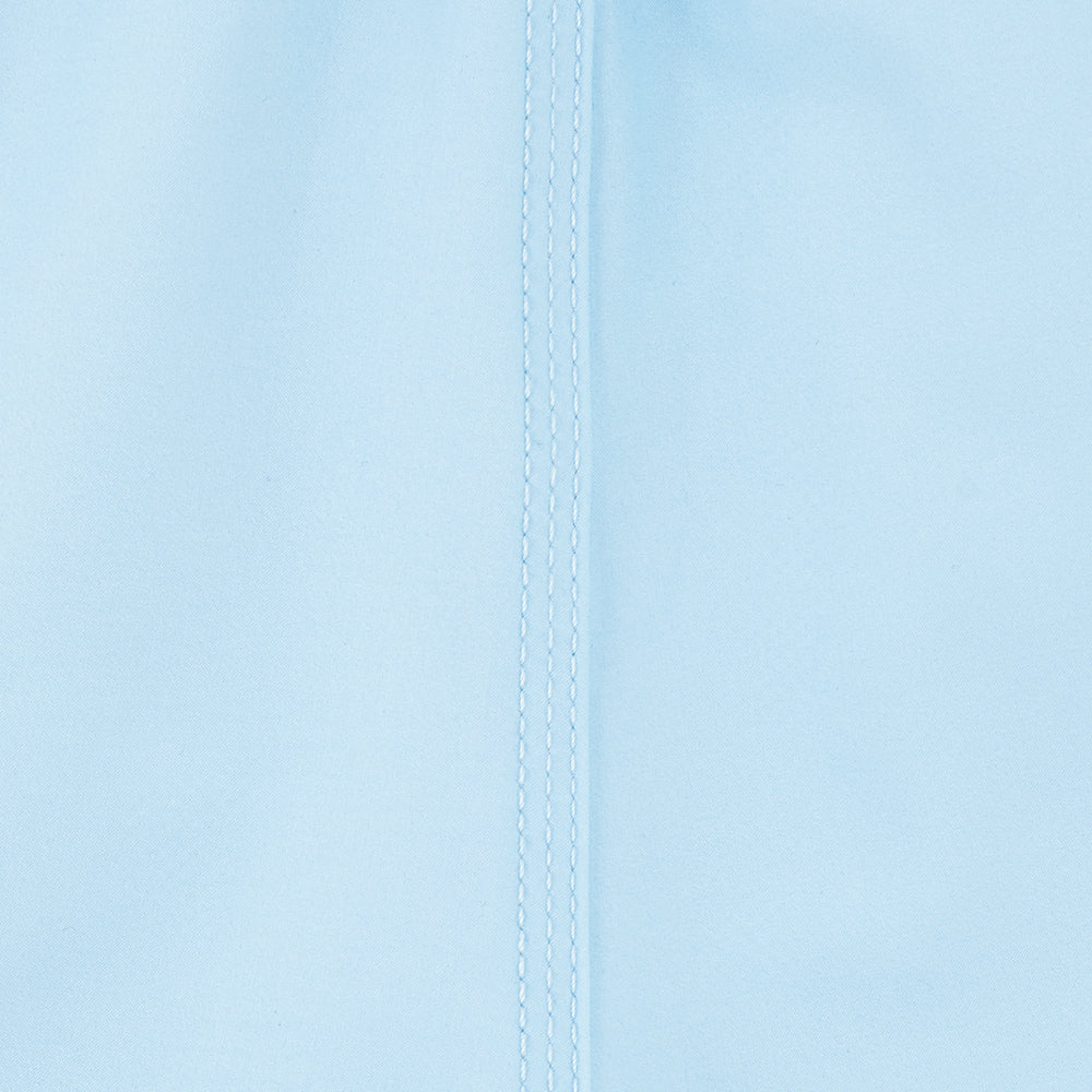 close up of light blue swim shorts material