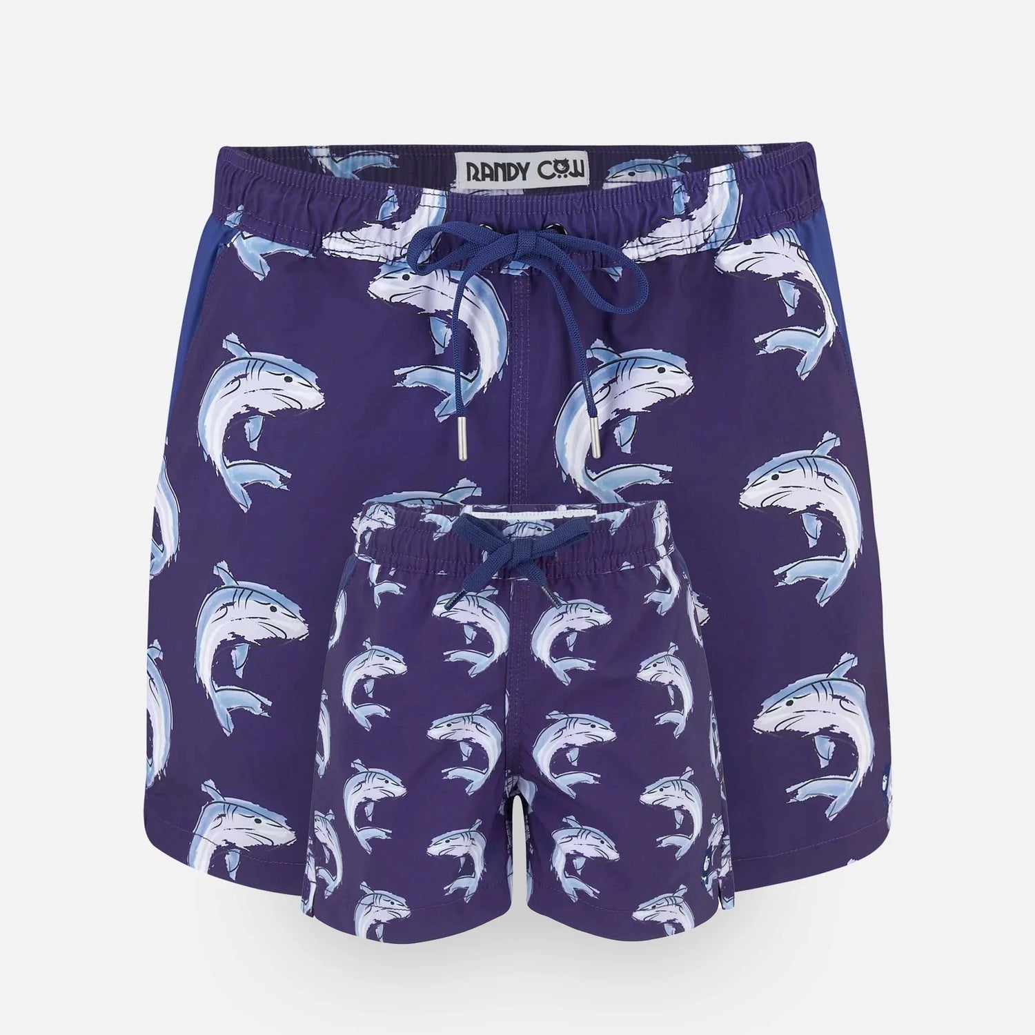 Matching Father & Son Sharks Swim Shorts with Waterproof Pocket Bundle Randy Cow