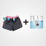 Women's Swim Shorts with Waterproof Pocket Bundle- Sunrise Pink +Transparent Medium Phone Pouch AquaStash