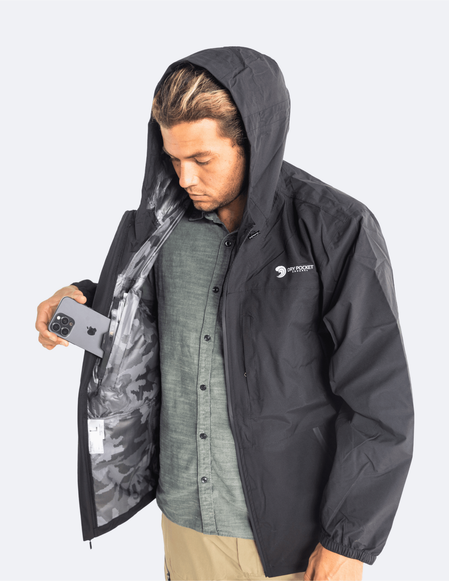 Black Fin - Rain Jacket with Waterproof Pocket