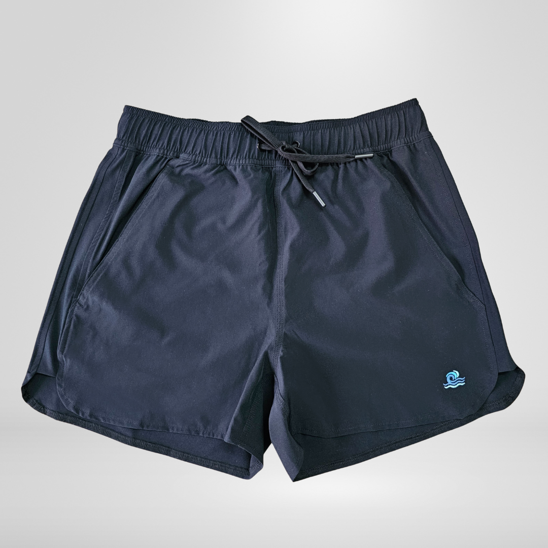 Womens Swim Shorts with Waterproof Pocket - Black