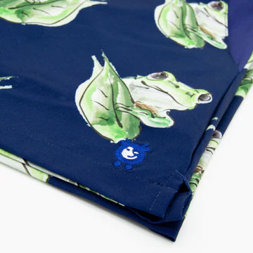 randy cow logo on frog pattern swim shorts