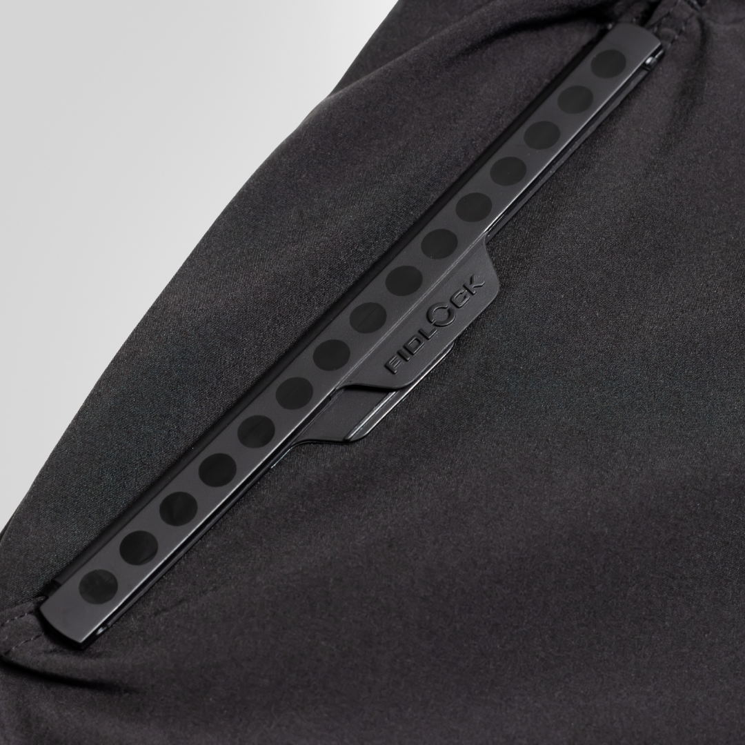 Men’s Swim Shorts with Waterproof Pocket – Black