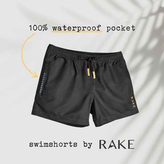 Black Swim Shorts with waterproof pocket