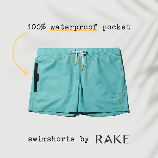 Rake Pretty Mint Waterproof Pocket Swim Shorts