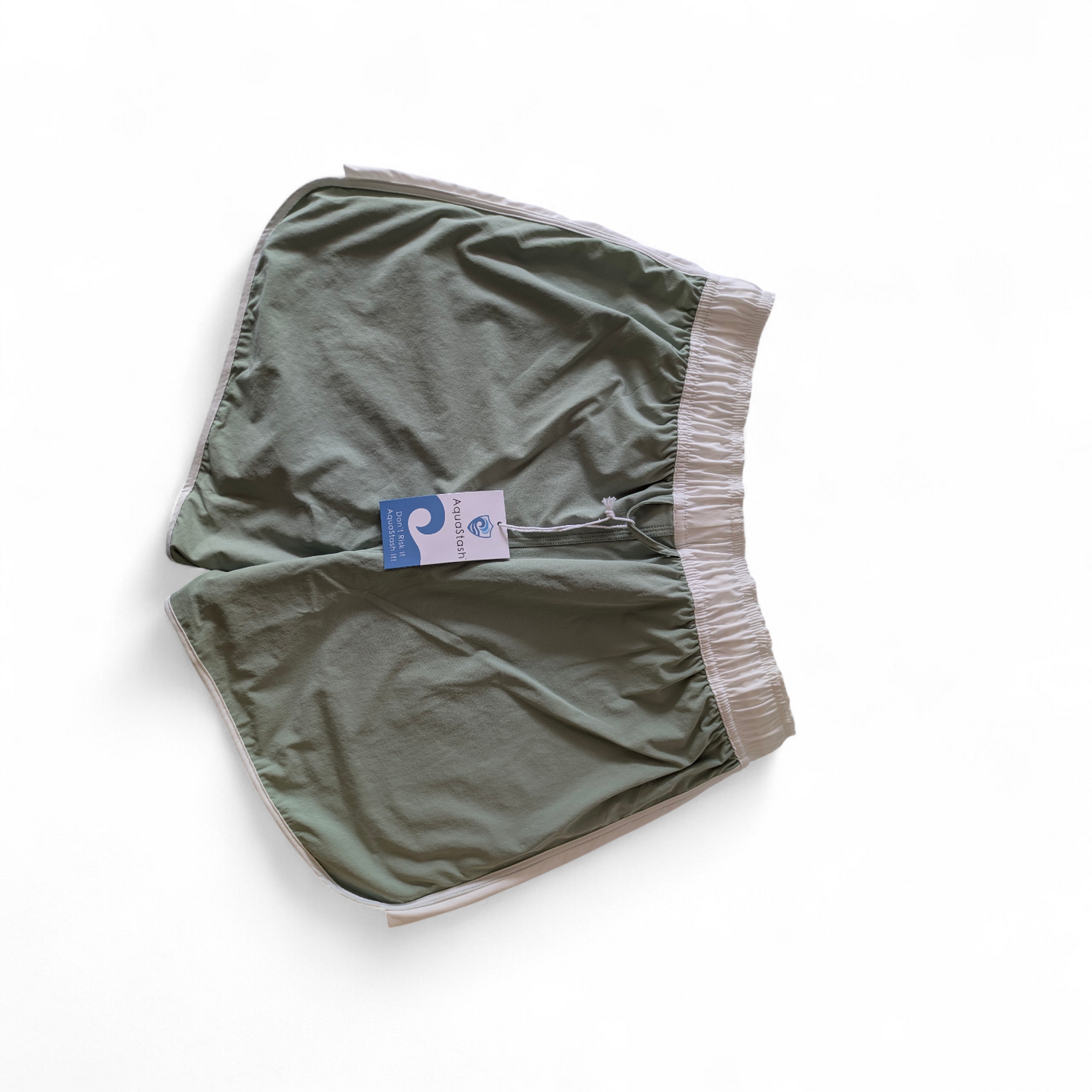 Womens Swim Shorts with Waterproof Pocket - Hinterland Green AquaStash