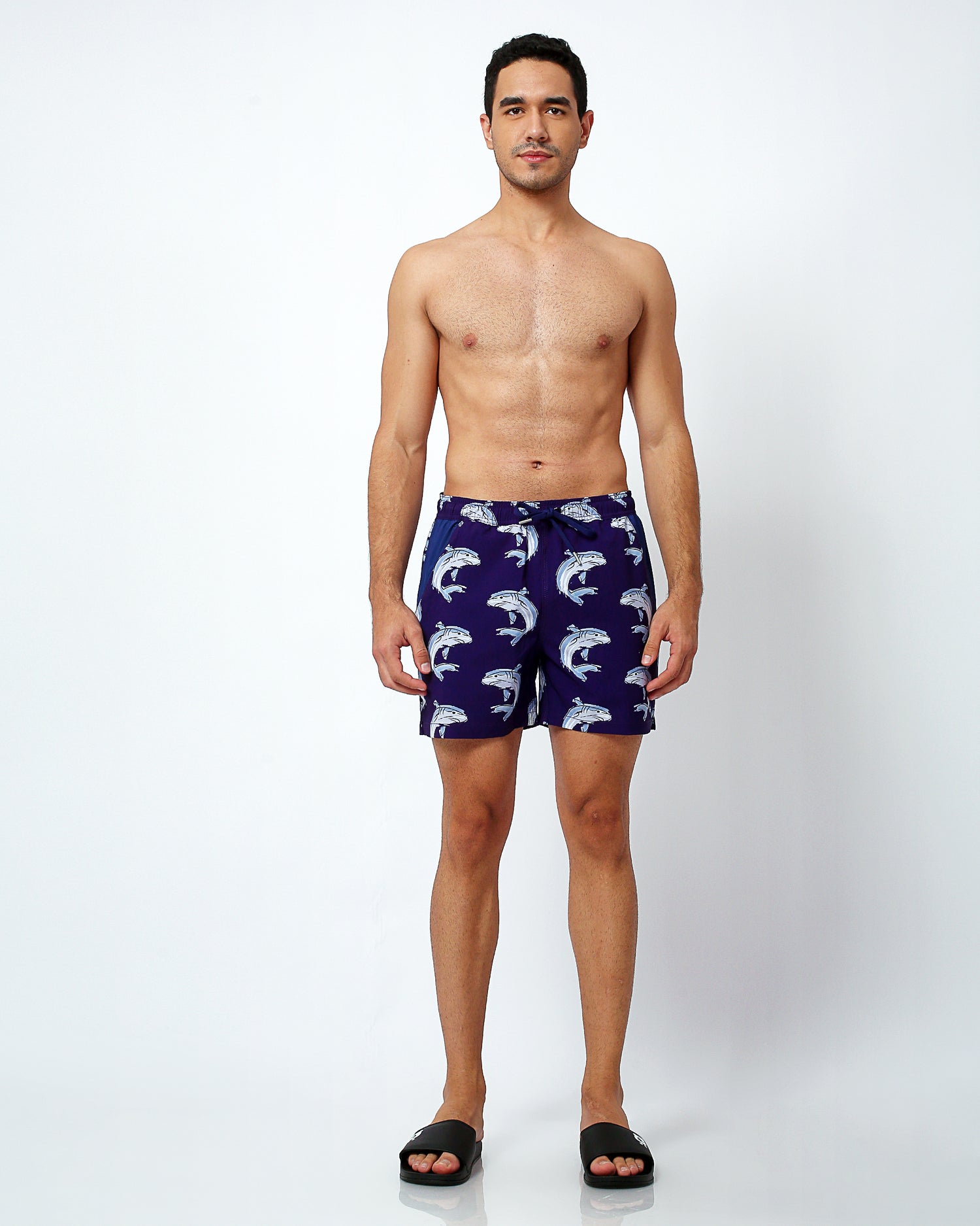 mens shark pattern swim shorts