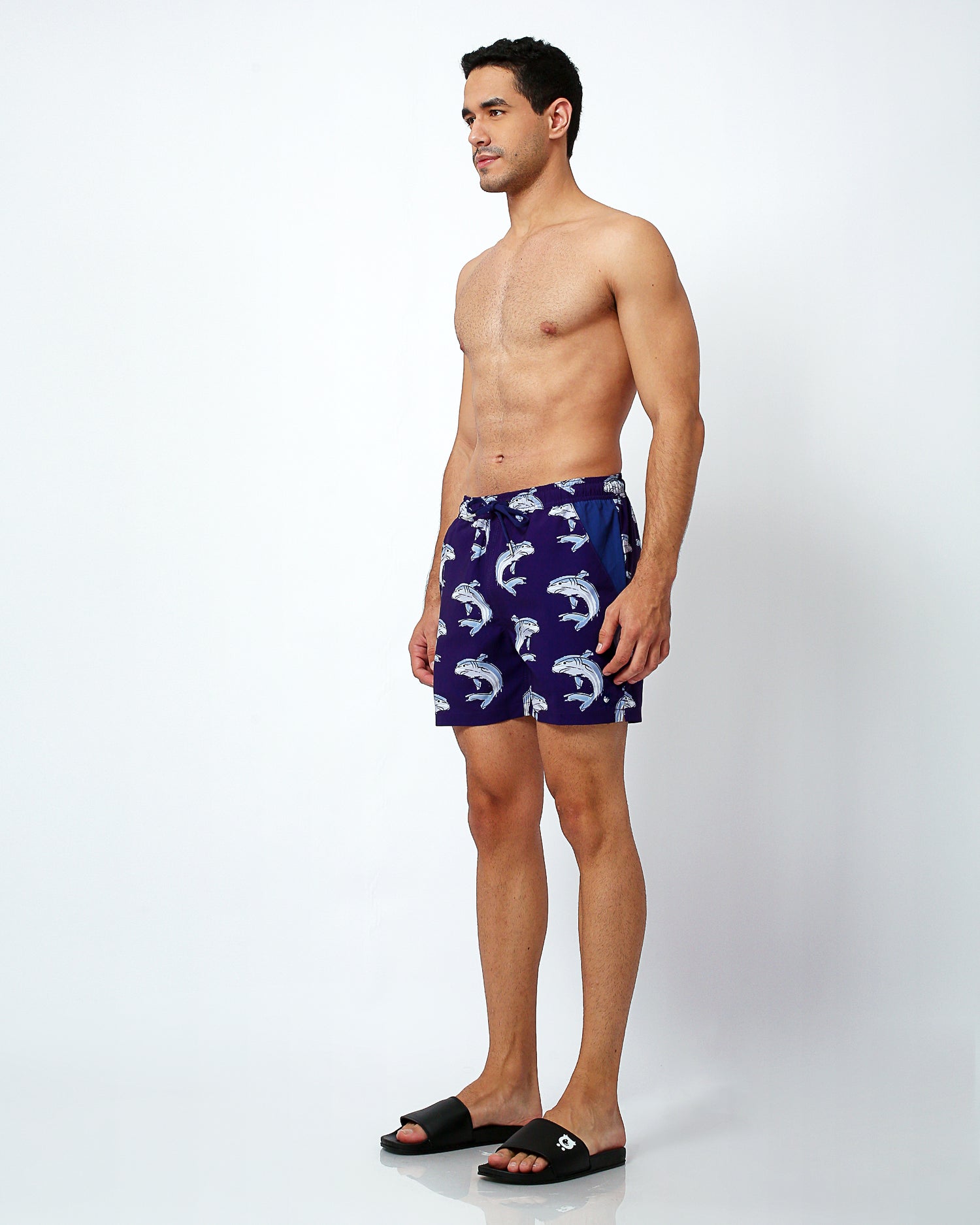 mens shark pattern swim shorts