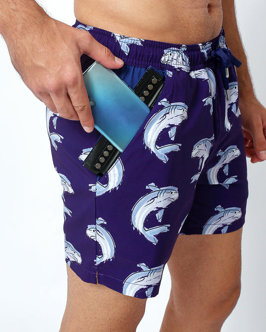 Sharks - Swim Shorts with waterproof pocket