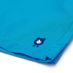 randy cow logo on blue swim shorts