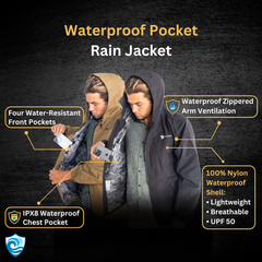 Black Fin - Rain Jacket with Waterproof Pocket Dry Pocket Apparel