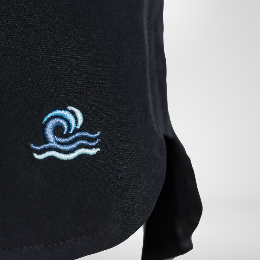 Womens Swim Shorts with Waterproof Pocket - Black