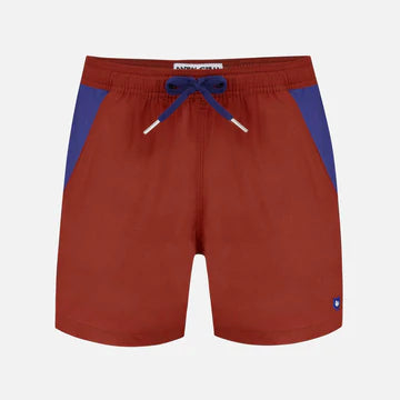 red swim shorts