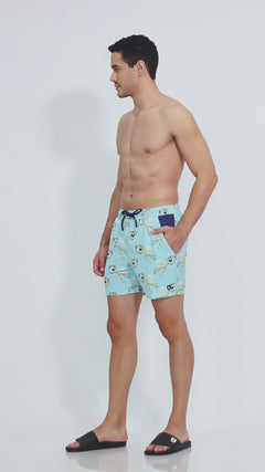 turtle pattern waterproof pocket swim shorts demo video