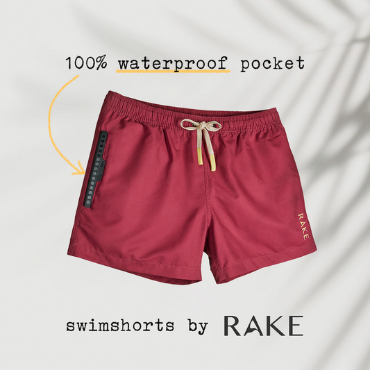 Rake Very Cherry Swim Shorts with Waterproof Pocket