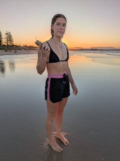Womens Swim Shorts with Waterproof Pocket - Sunrise Pink AquaStash